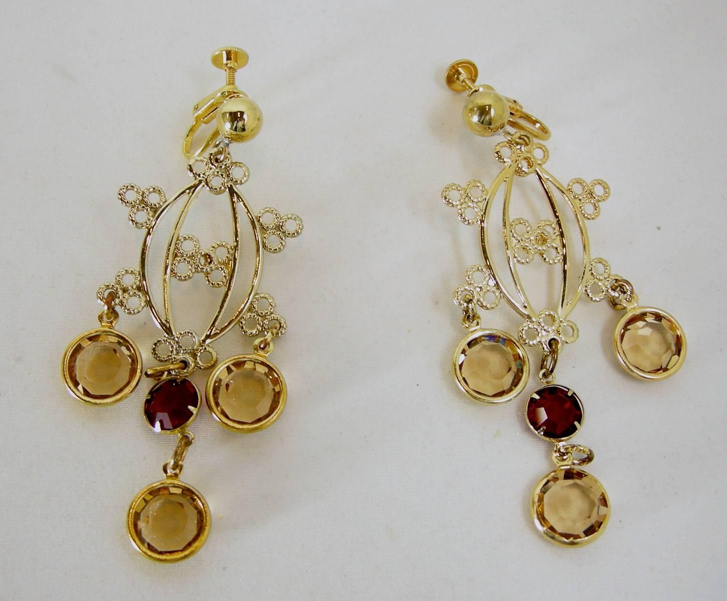 Vintage Hobe Crystal Huge Bib Necklace And Earring Set 1