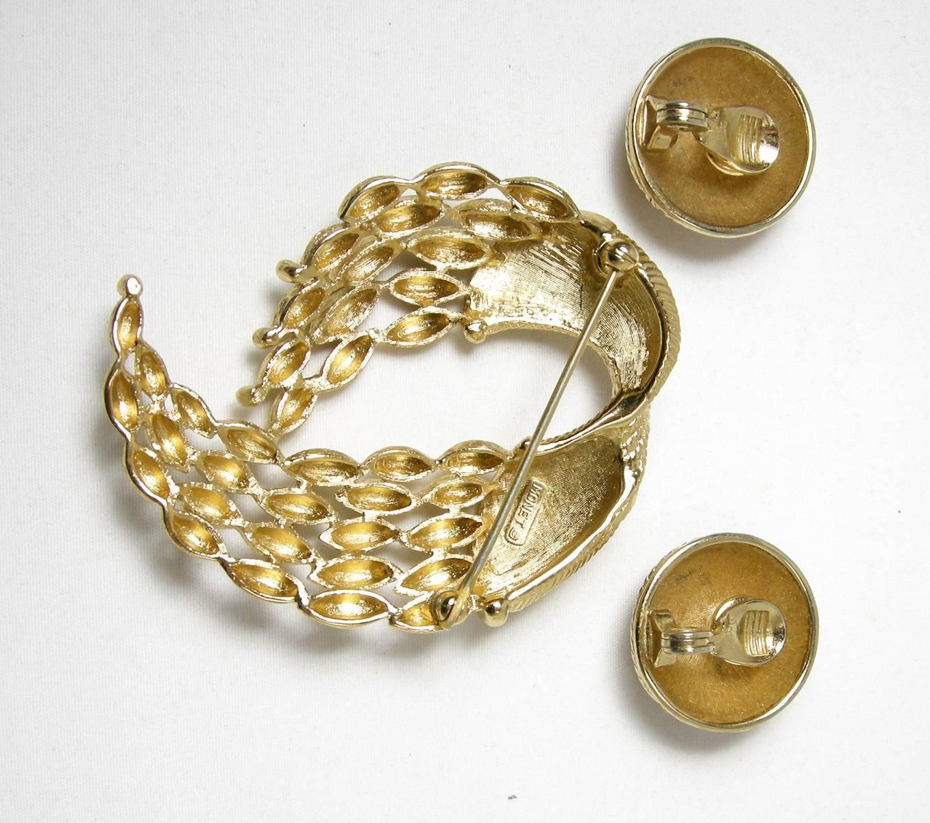 Vintage 50s Earrings and Brooch Pin Set For Sale at 1stdibs