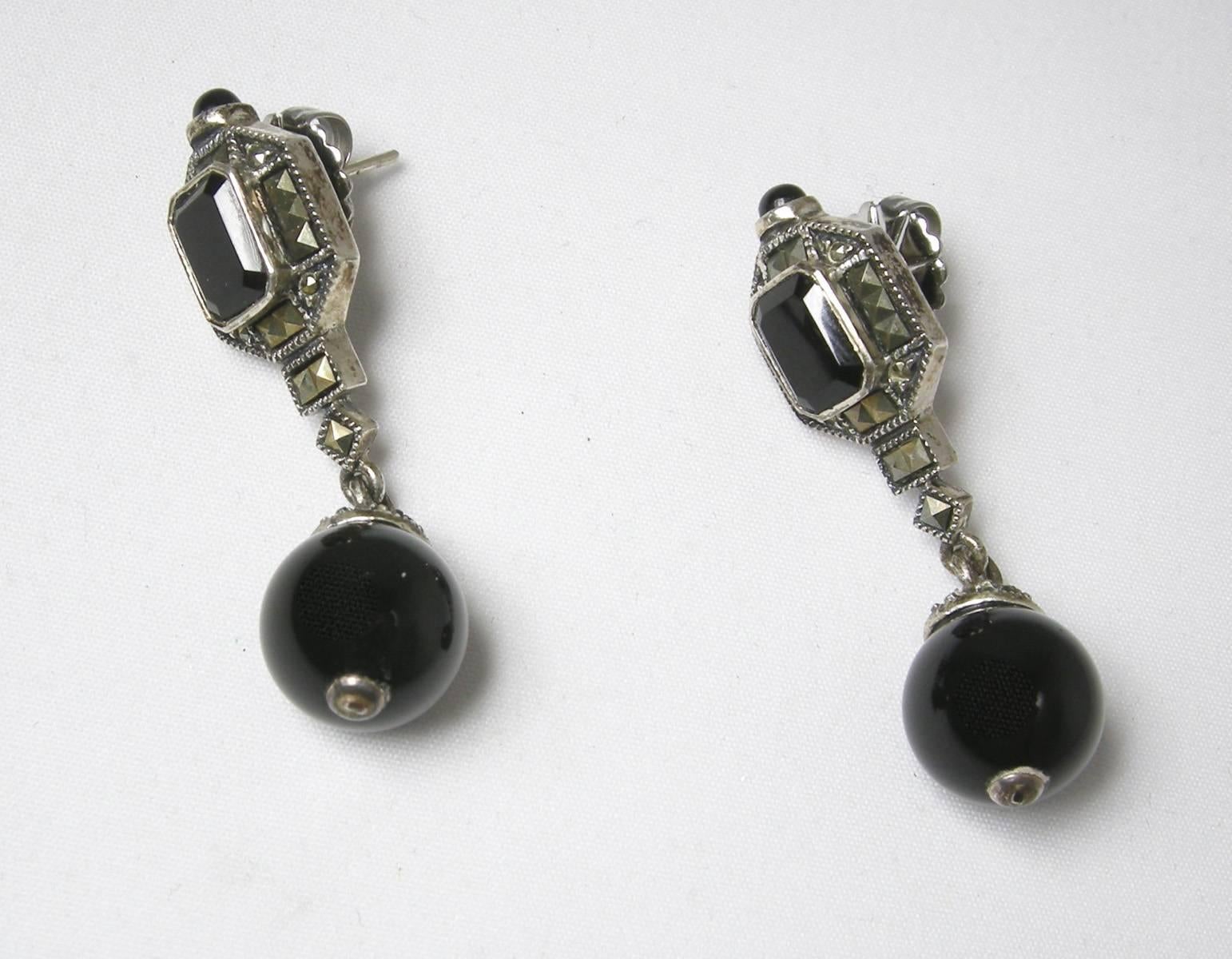 vintage onyx earrings