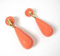 Vintage Kenneth Lane Faux Coral Teardrop Earrings