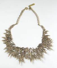 Oscar De La Renta Runway Cascading Crystal Leaf Necklace