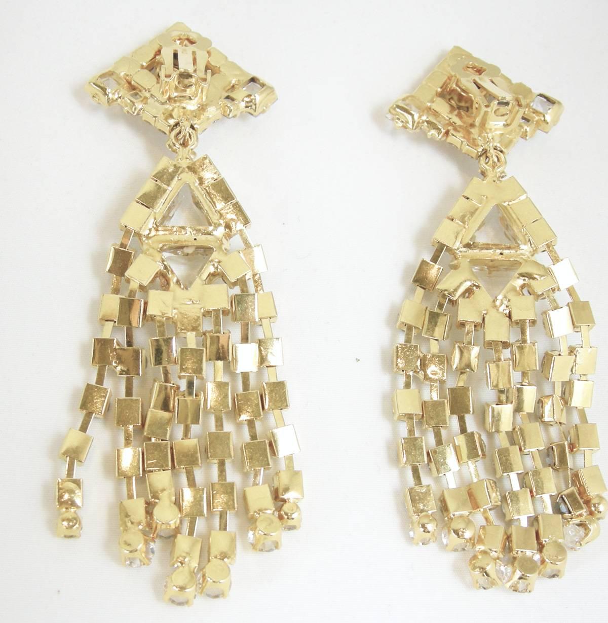 Robert Sorrell Crystal Chandelier Earrings In Excellent Condition For Sale In New York, NY