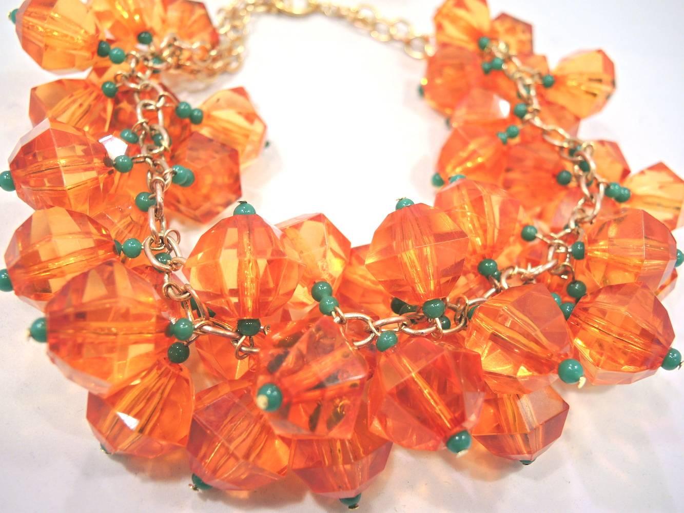 One-of-a-Kind Signed Anka Chunky Lucite Necklace And Earrings In Excellent Condition In New York, NY