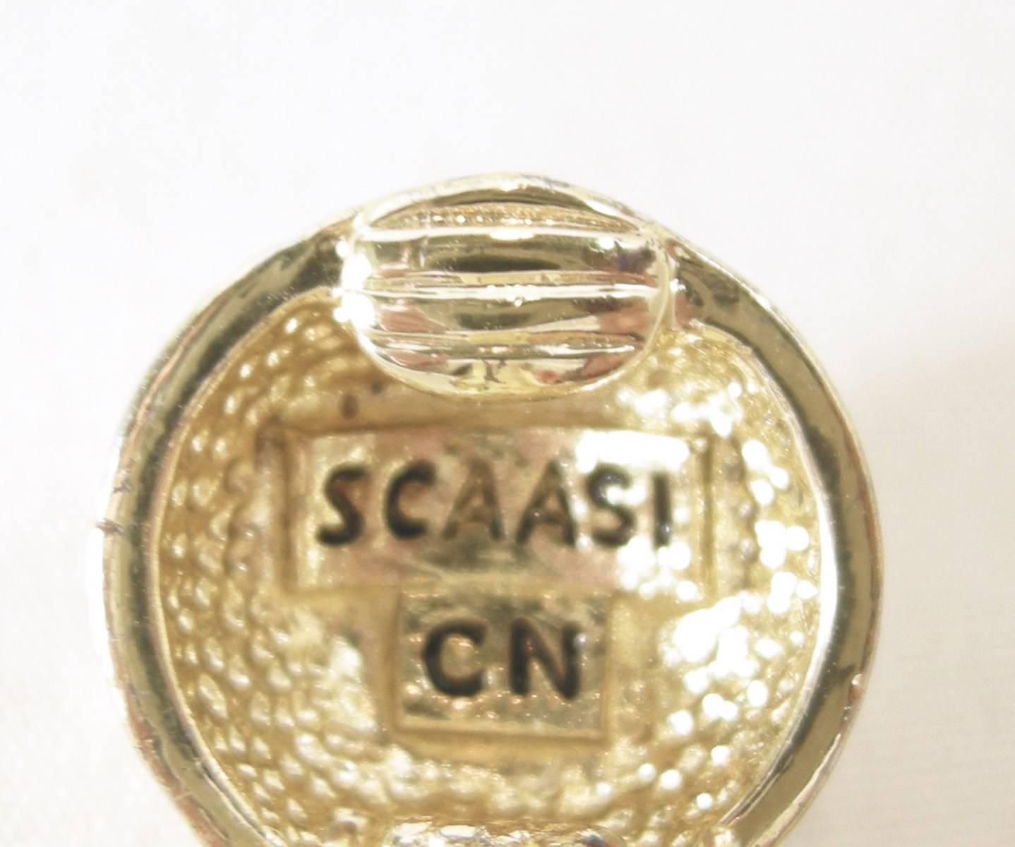 Women's Vintage 1980s Scaasi Gold Drop Crystal Earrings