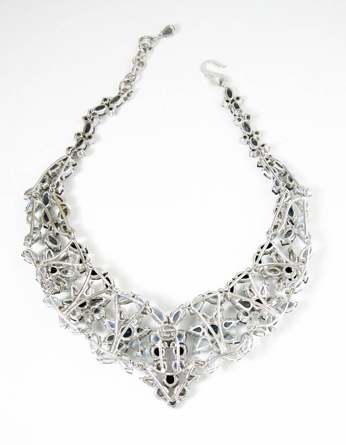 Women's Vintage Christian Dior 1960s Blue Crystal Star Necklace