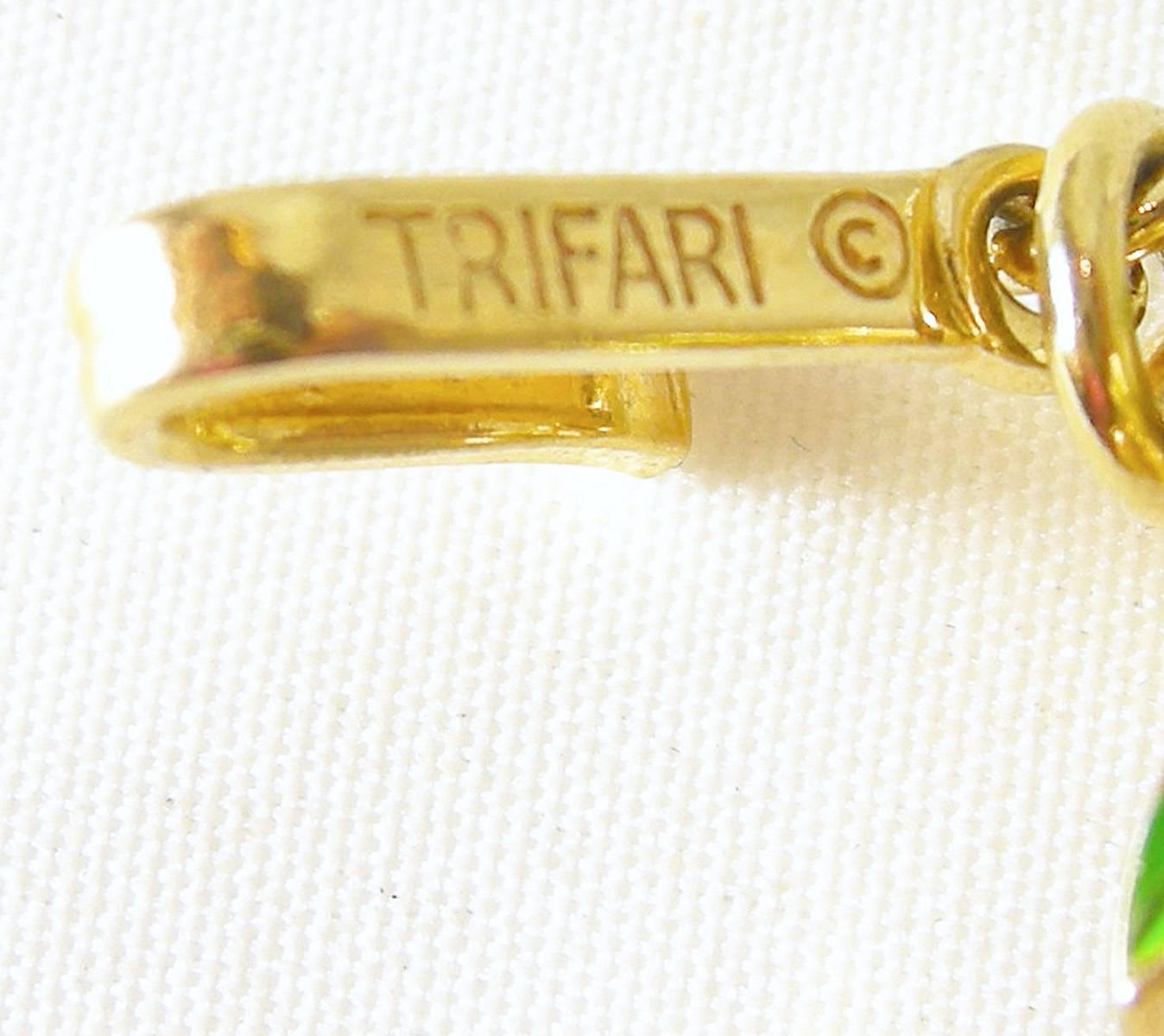 Women's Vintage Famous Trifari Floral Enamel Necklace & Earrings