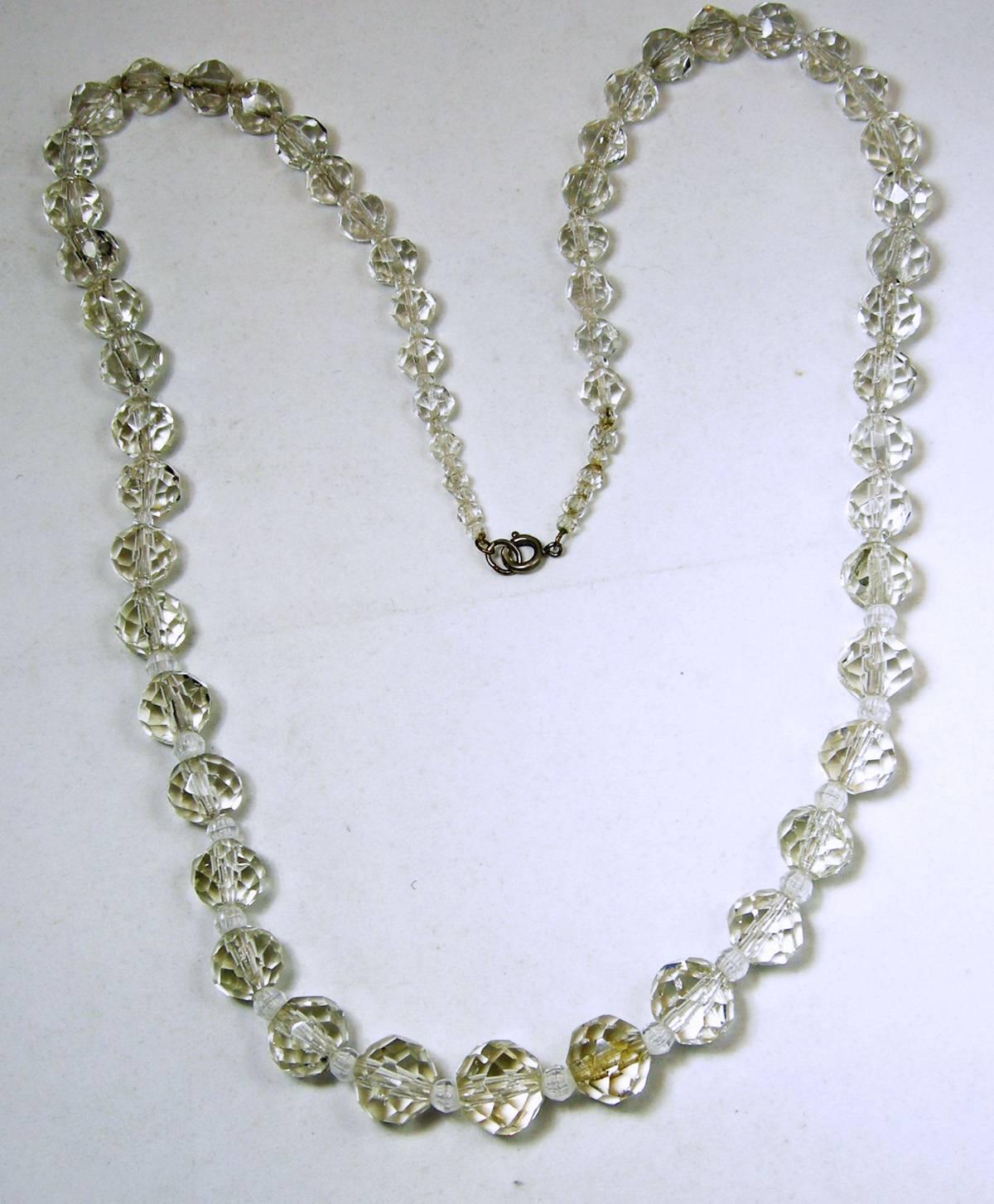 Vintage 1940s Crystal Bead Necklace at 1stdibs