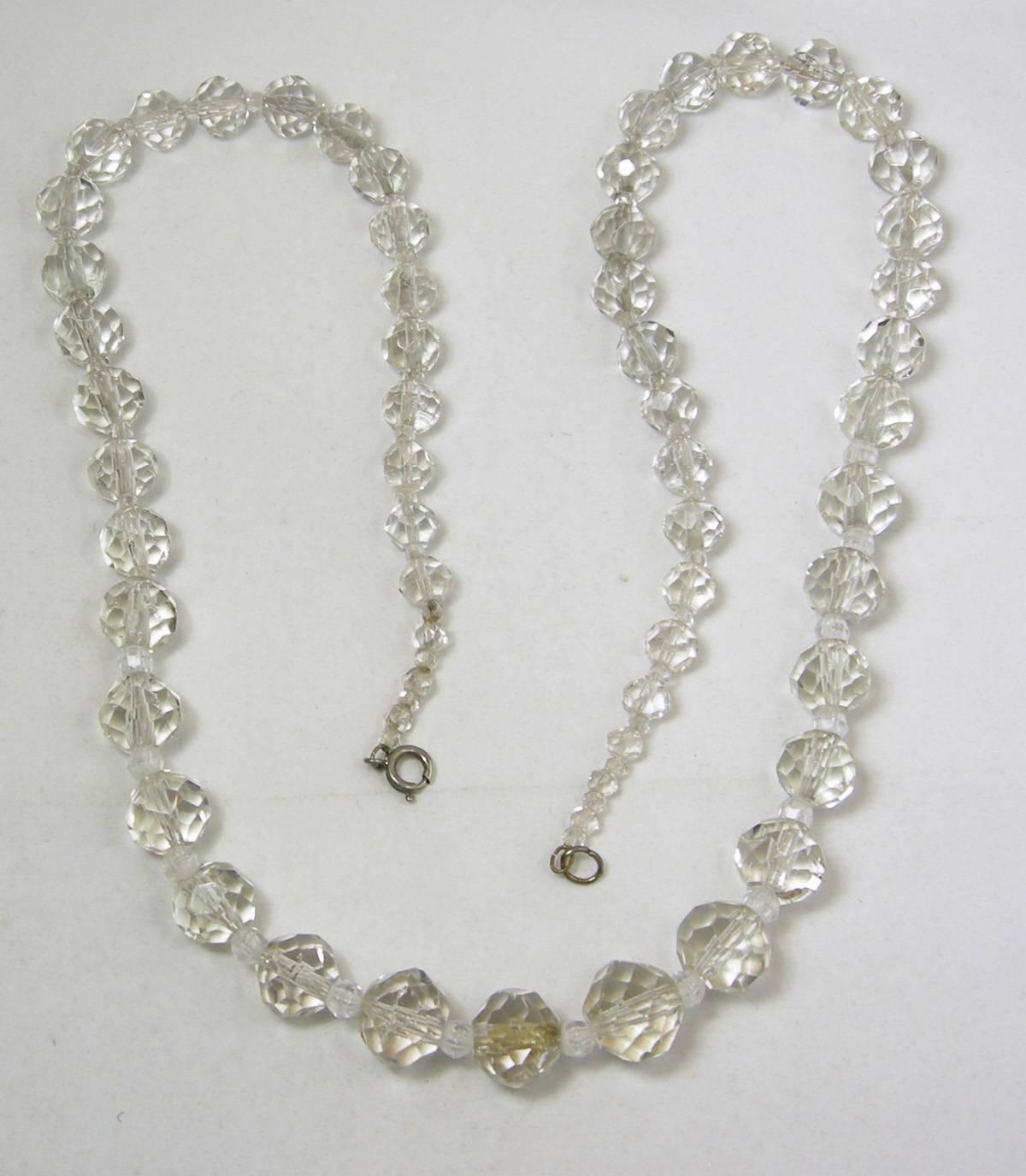 Vintage 1940s Crystal Bead Necklace at 1stdibs