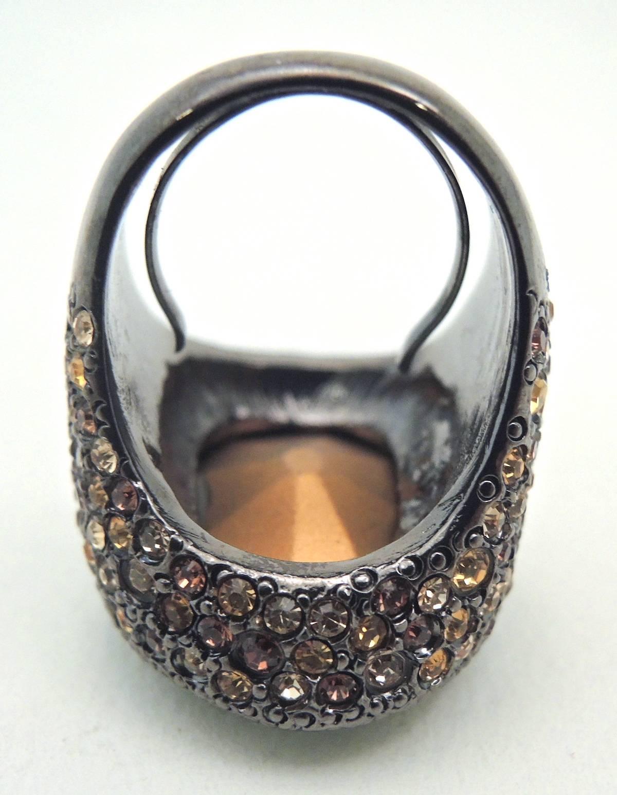 Women's or Men's Kenneth Jay Lane Huge Emerald Crystal Cocktail Ring