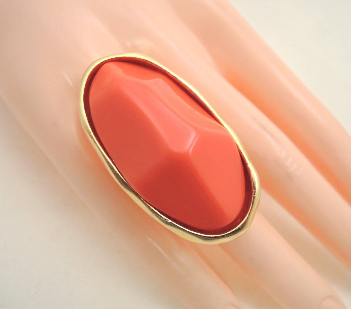 Women's or Men's Kenneth Jay Lane Massive Oval Faux Coral Ring  For Sale