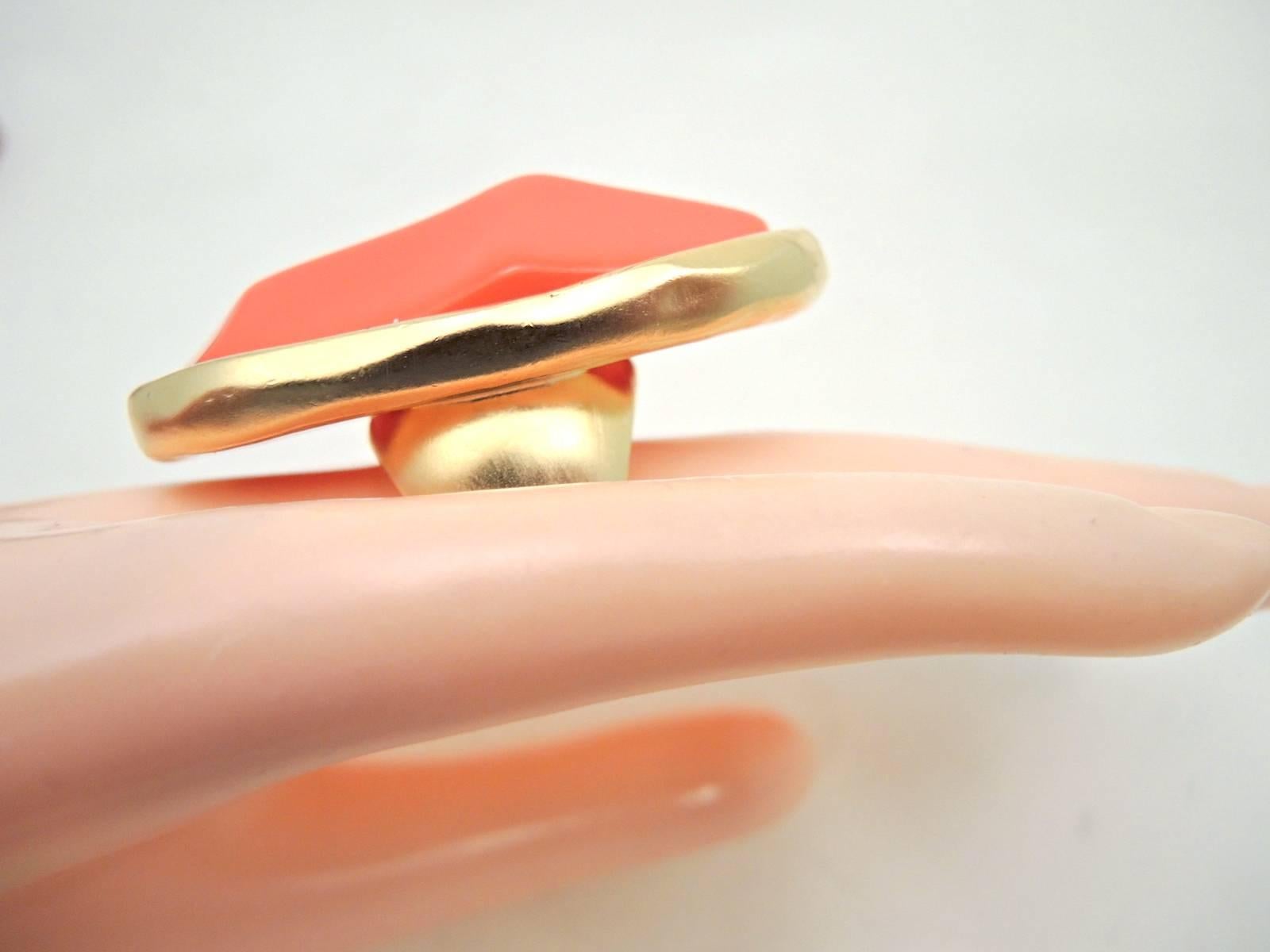 Kenneth Jay Lane Massive Oval Faux Coral Ring  For Sale 1