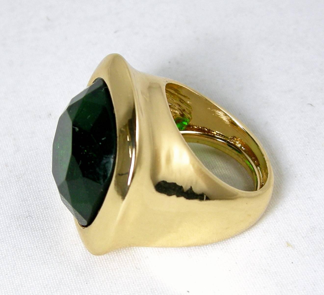 Jay Lane Massive Faceted Faux Emerald Cocktail Ring. at 1stdibs