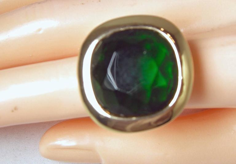 Jay Lane Massive Faceted Faux Emerald Cocktail Ring. at 1stDibs