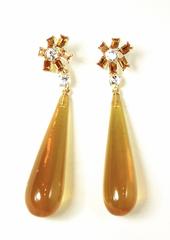 Kenneth Jay Lane Long Faux Amber Drop Earrings