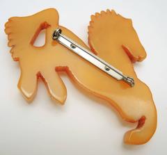 Vintage Butterscotch Book Piece Bakelite Prancing Horse Pin