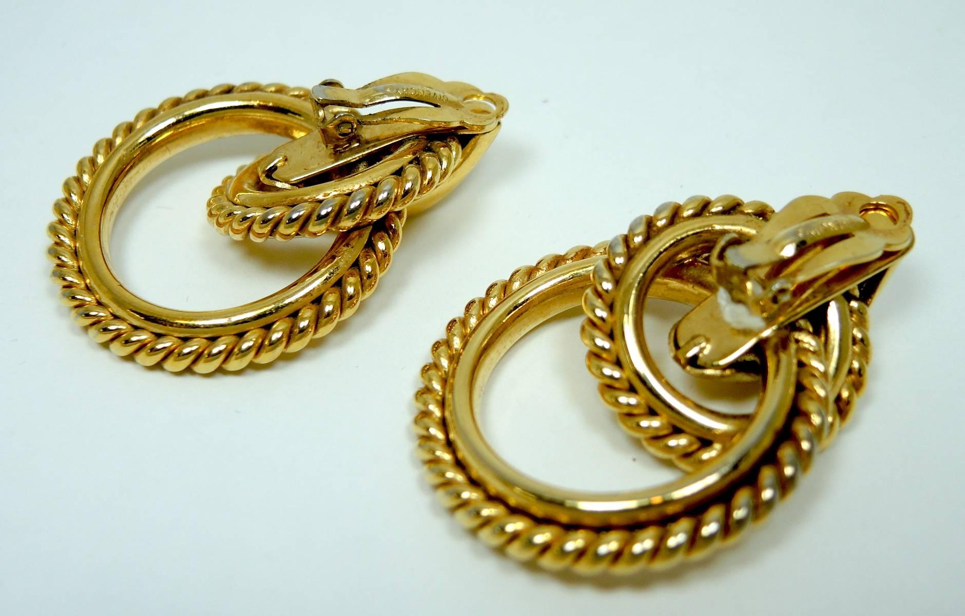 Vintage 1980s Givenchy Double Hoop Earrings In Excellent Condition In New York, NY