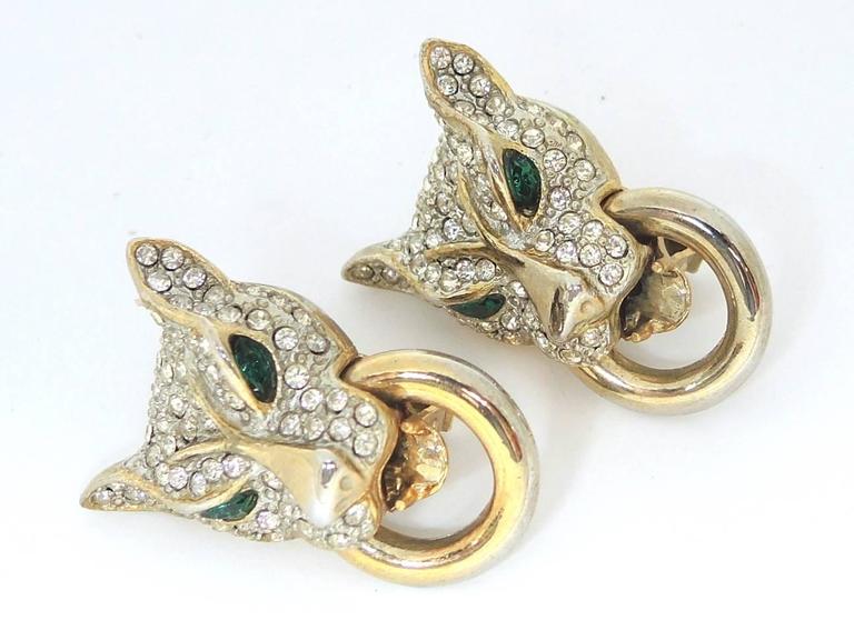 Vintage Panther Crystal Door Knocker Earrings at 1stDibs vintage door