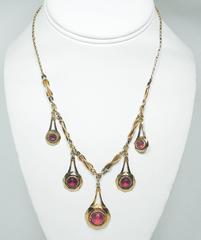 Red Rhinestone Vintage Bib Necklace