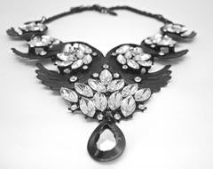 Dramatic Black and Crystal Drop Necklace