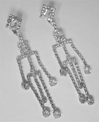 Long Shoulder Deco Duster Rhinestone Clip Earrings
