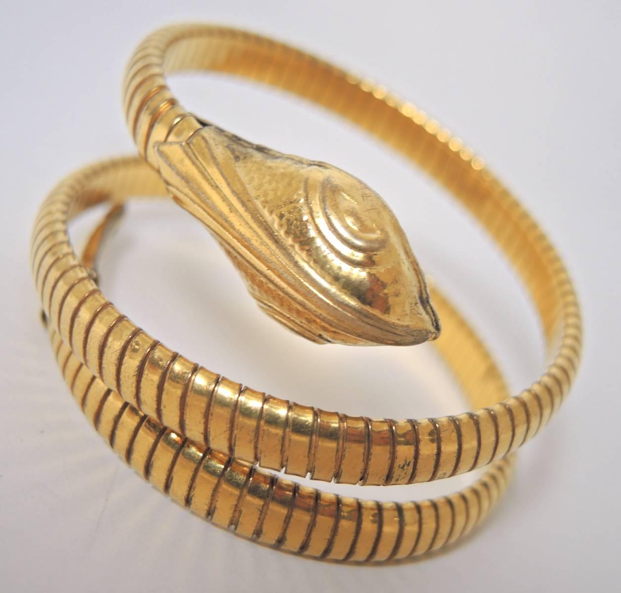 Vintage 1930s Coiled Serpent Bracelet In Excellent Condition In New York, NY