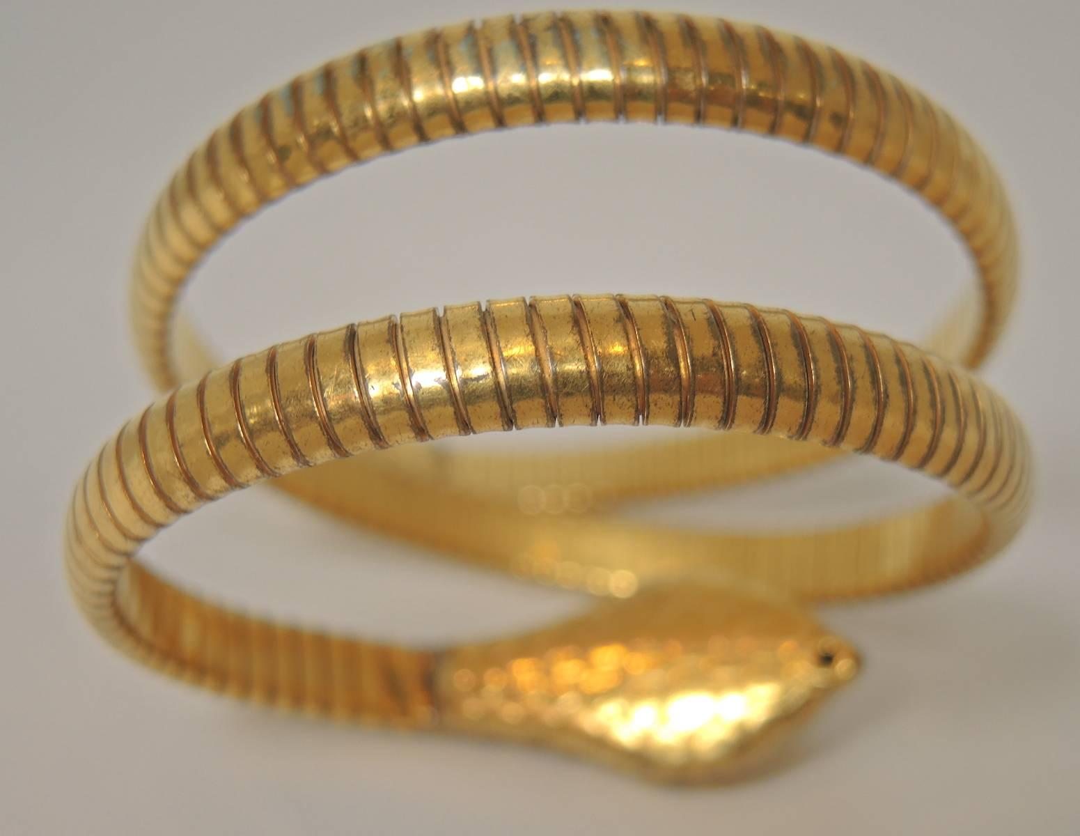 Women's or Men's Vintage 1930s Coiled Serpent Bracelet