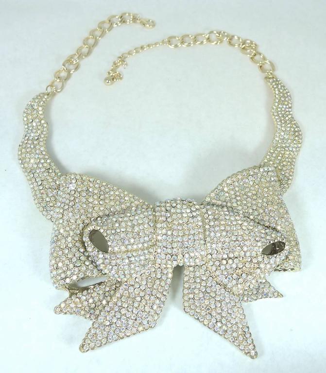 Huge Designer Couture Crystal Bow Runway Statement Necklace at 1stDibs ...