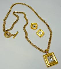 Vintage Givenchy Paris Crystal Statement Necklace & Earring Set