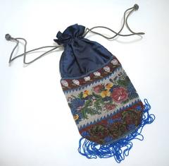1920s Drawstring Multicolor Floral Steel Bag