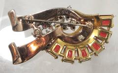 Pennino Vintage Faux Ruby and Clear Crystal Brooch