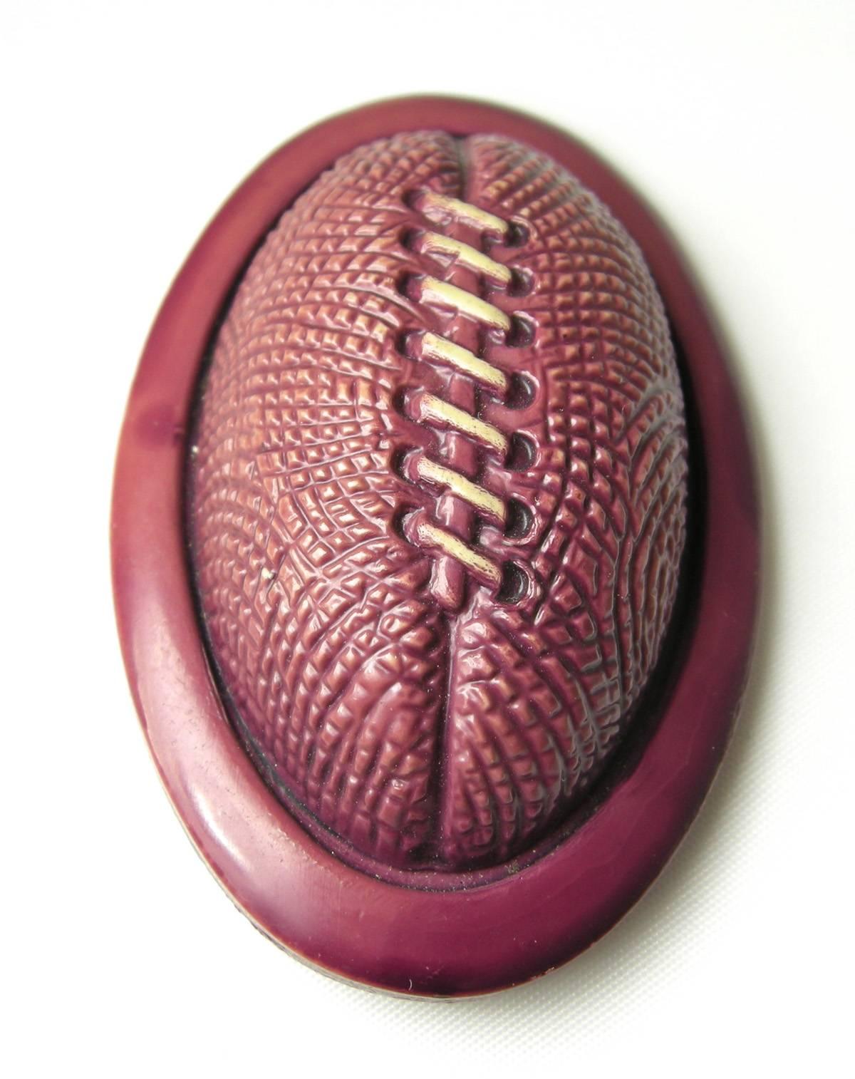 Brown Vintage Rare 1930s Celluloid Football Buttons For Sale