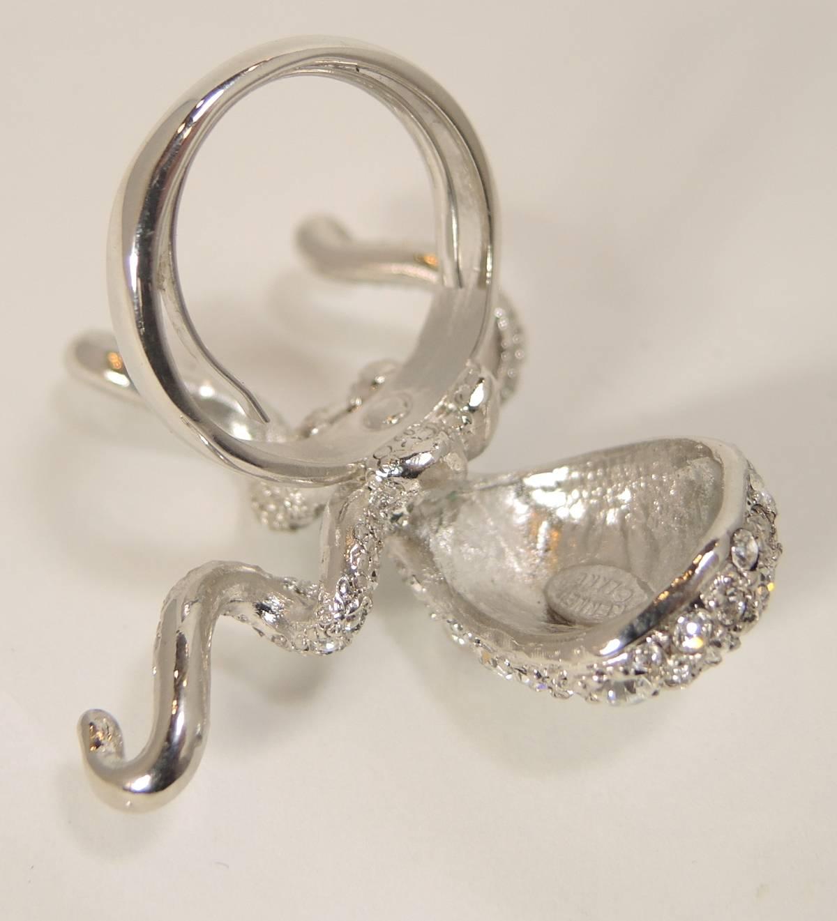 Kenneth Jay Lane Crystal Octopus Ring In Excellent Condition In New York, NY