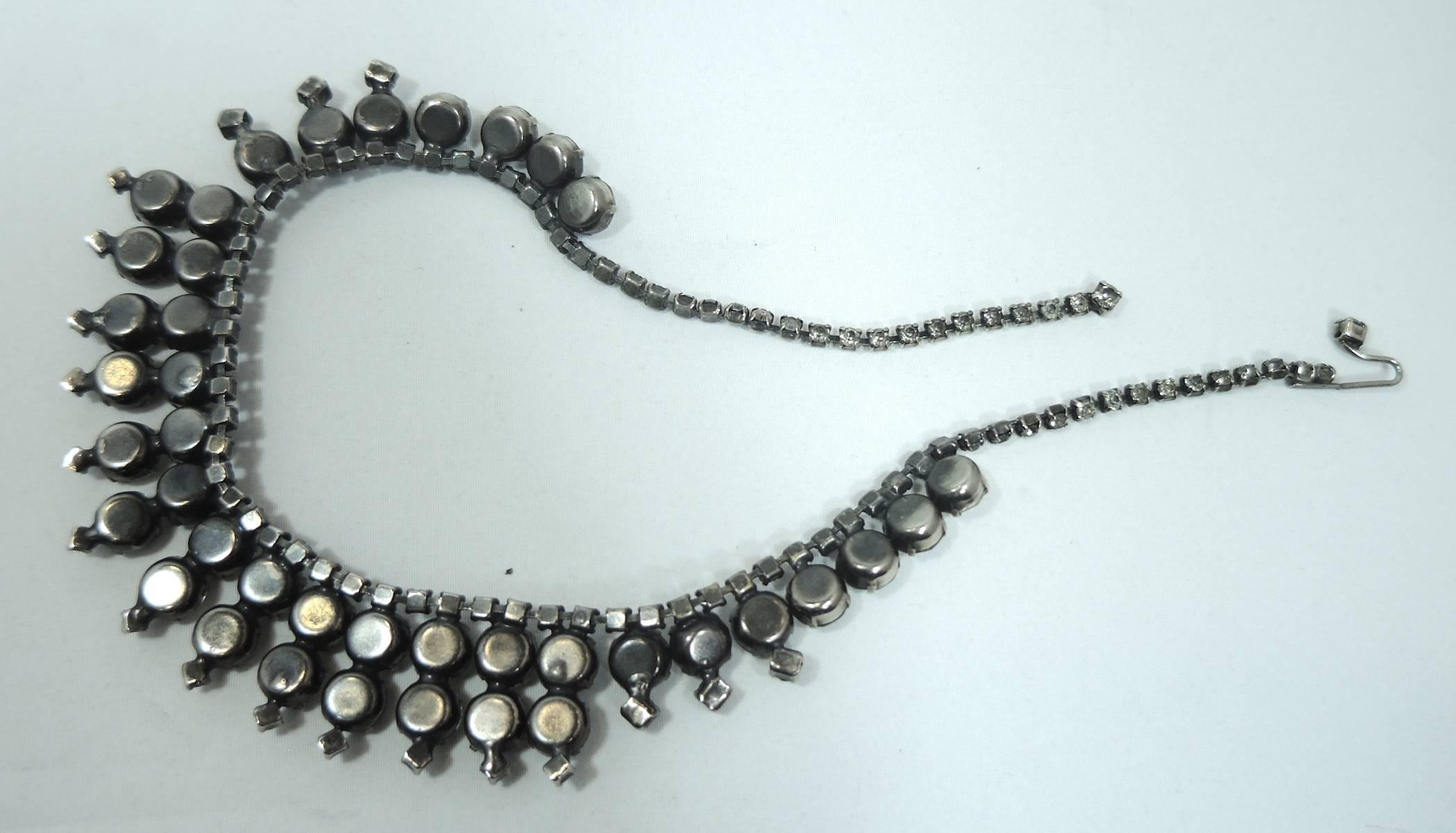 Vintage 1950s Signed Kramer Rhinestone Necklace In Excellent Condition In New York, NY