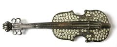 Givenchy Paris Gunmetal Violin Brooch, 1970s