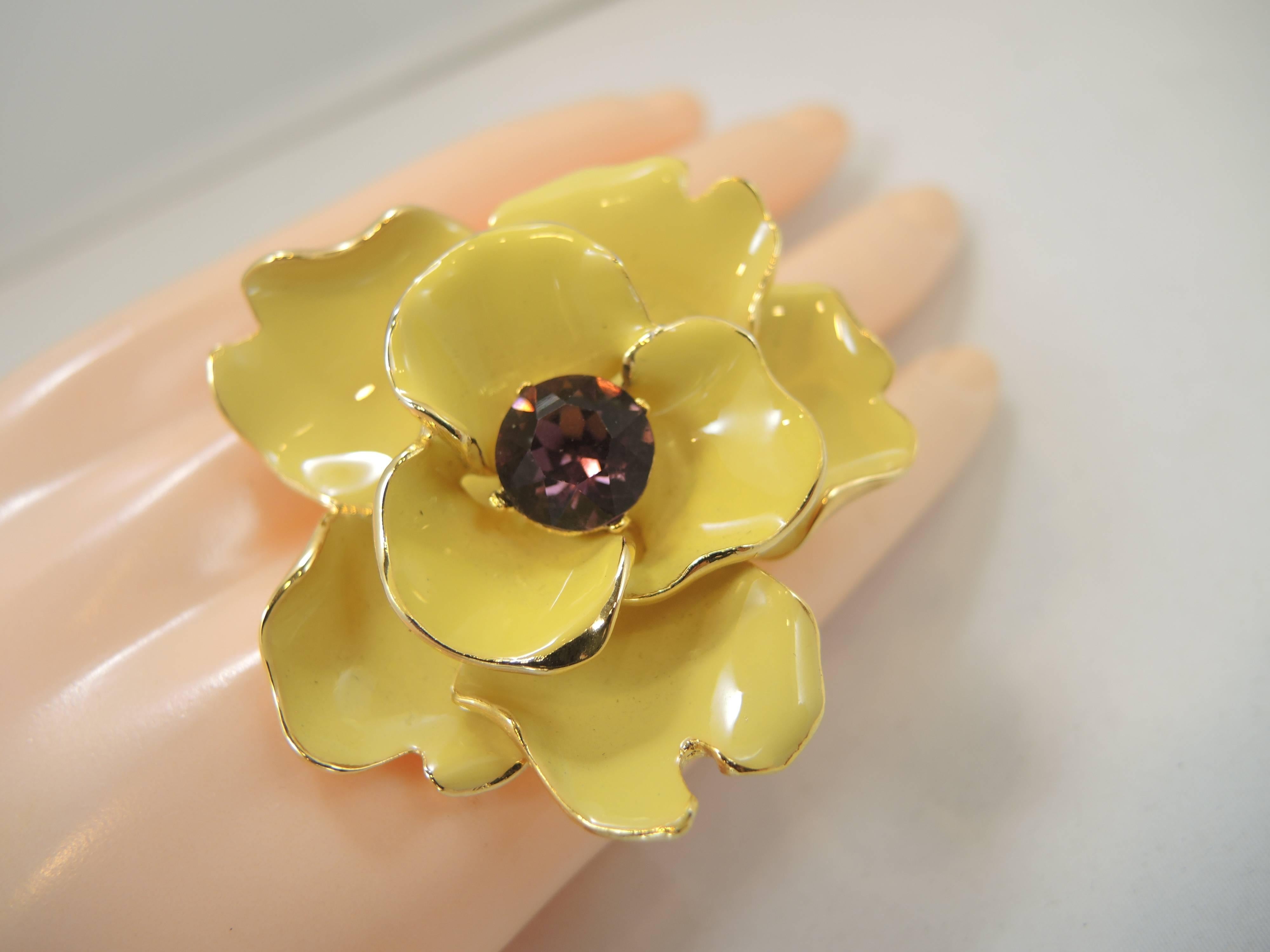 Women's Kenneth Lane Amethyst & Yellow Enamel Floral Ring