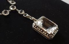 Vintage 1930s Art Deco Clear Rock Crystal Sterling Necklace