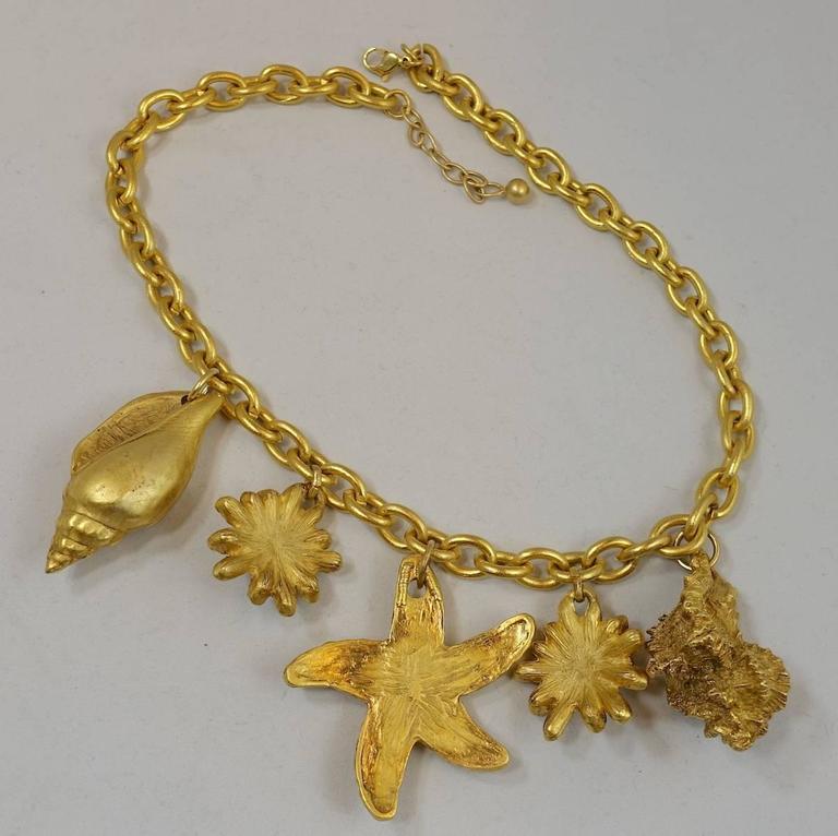 Nautical Sea Lovers Starfish and Sea Shell Necklace For Sale at 1stDibs