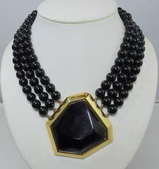 Vintage Couture Yves Saint Laurent Black V Necklace