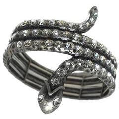 Dramatic Snake-Serpent & Crystal Accent Bracelet 4