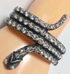 Snake Serpent and Crystal Accent Bracelet