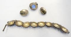 Collectible Vintage Deco 1930s Ornate Sterling Silver Bracelet, Earrings & Ring