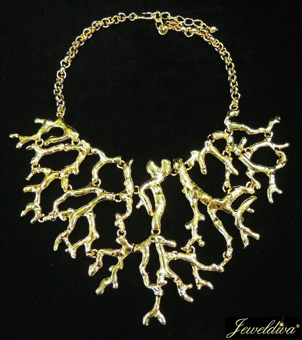 Women's Signed Kenneth Jay Lane Abstract Branch Bib Necklace