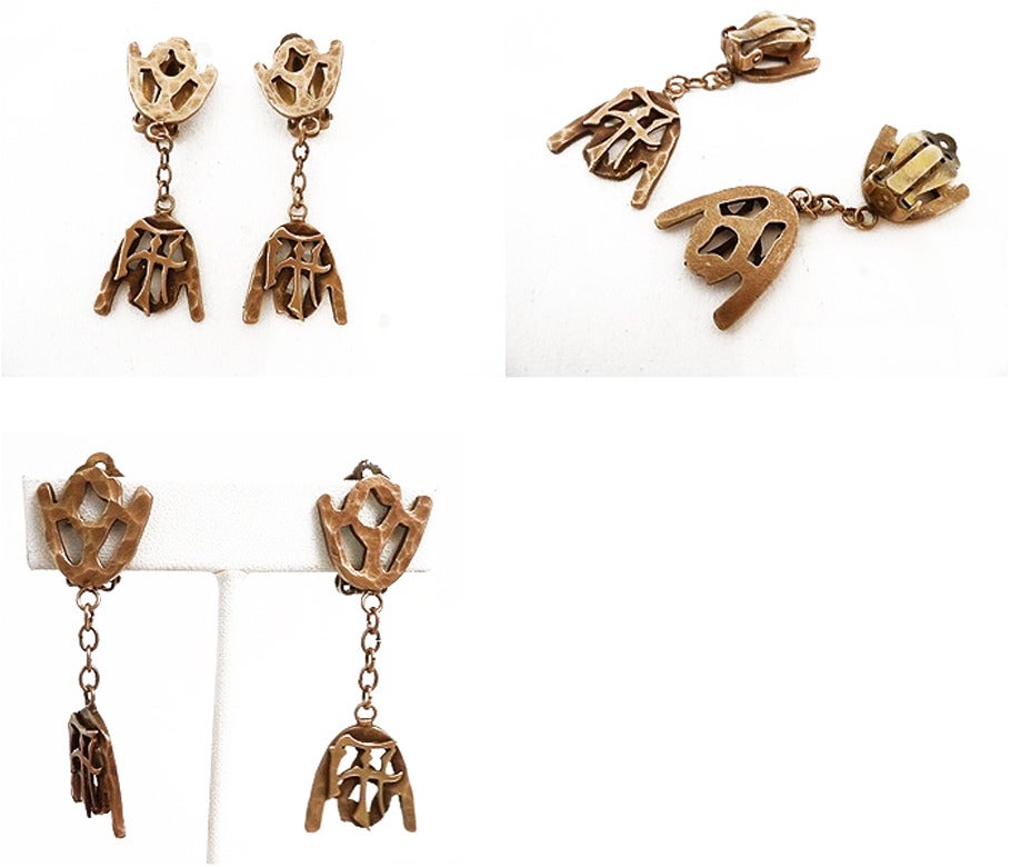 Vintage Joseff Asian Theme Earrings