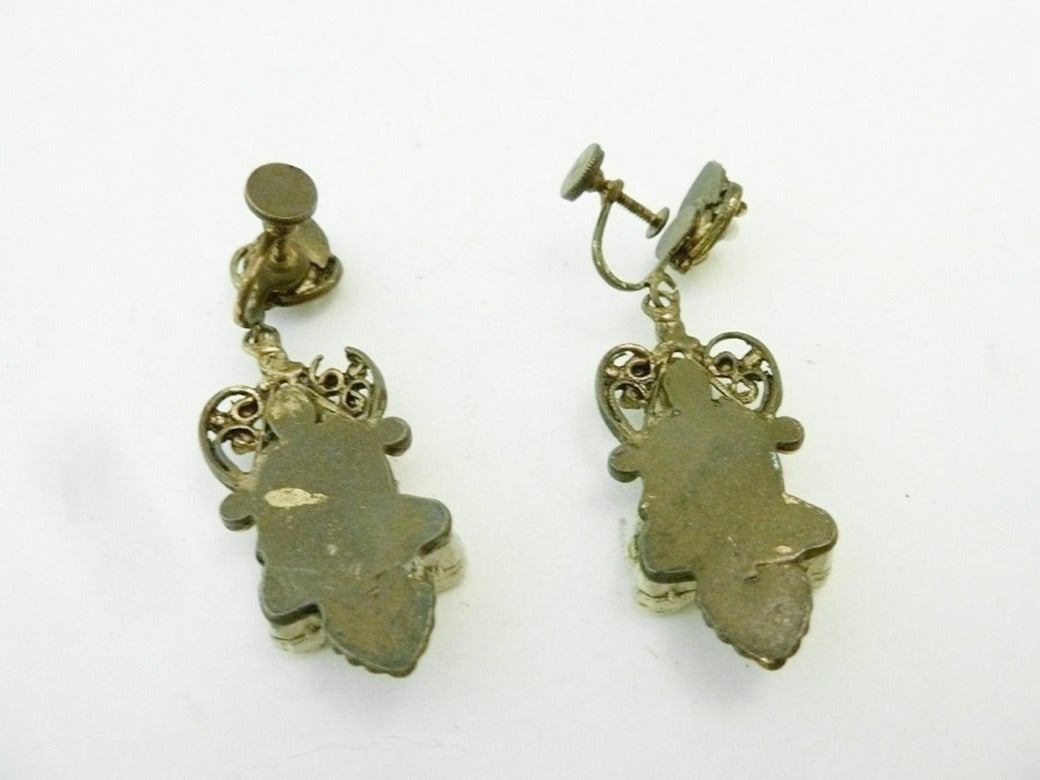 Vintage Asian Theme Buddha Selro? Earrings In Excellent Condition In New York, NY