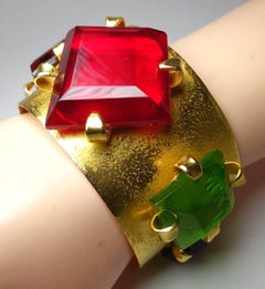 Dominique Aurientis Paris Vintage Multi-Color Stone Cuff Bracelet
