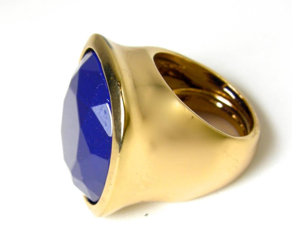 Kenneth Jay Lane Blue Stone Ring In Excellent Condition For Sale In New York, NY