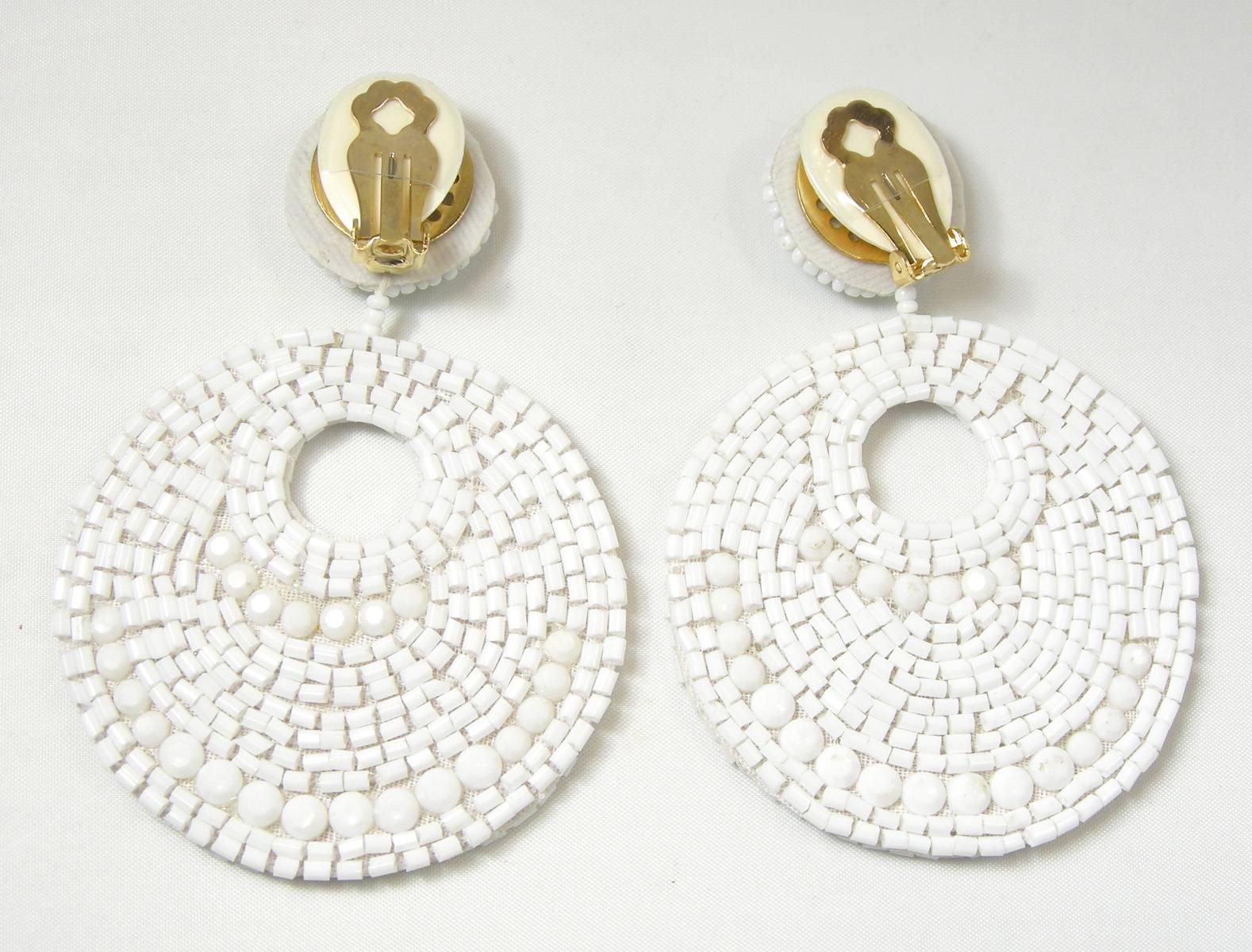 Of course, I wanted Kenneth Jay Lane earrings in every color I could find.  I was fortunate to find them in black and also in white. They are perfect for any occasion and at any time.  These clip earrings are made with white seed beads with the