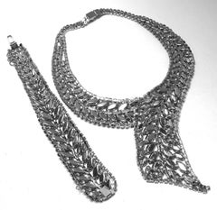 Vintage Weiss Blue & Green Crystals Necklace & Bracelet