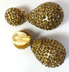Signed Kenneth Jay Lane Crystal Teardrop Earrings