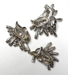 Vintage Signed Monet Silver Dangle Earrings & Brooch